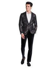 Tallia Mens Slim fit Sport Coat Blazer 42 S Charcoal Grey Gold Floral