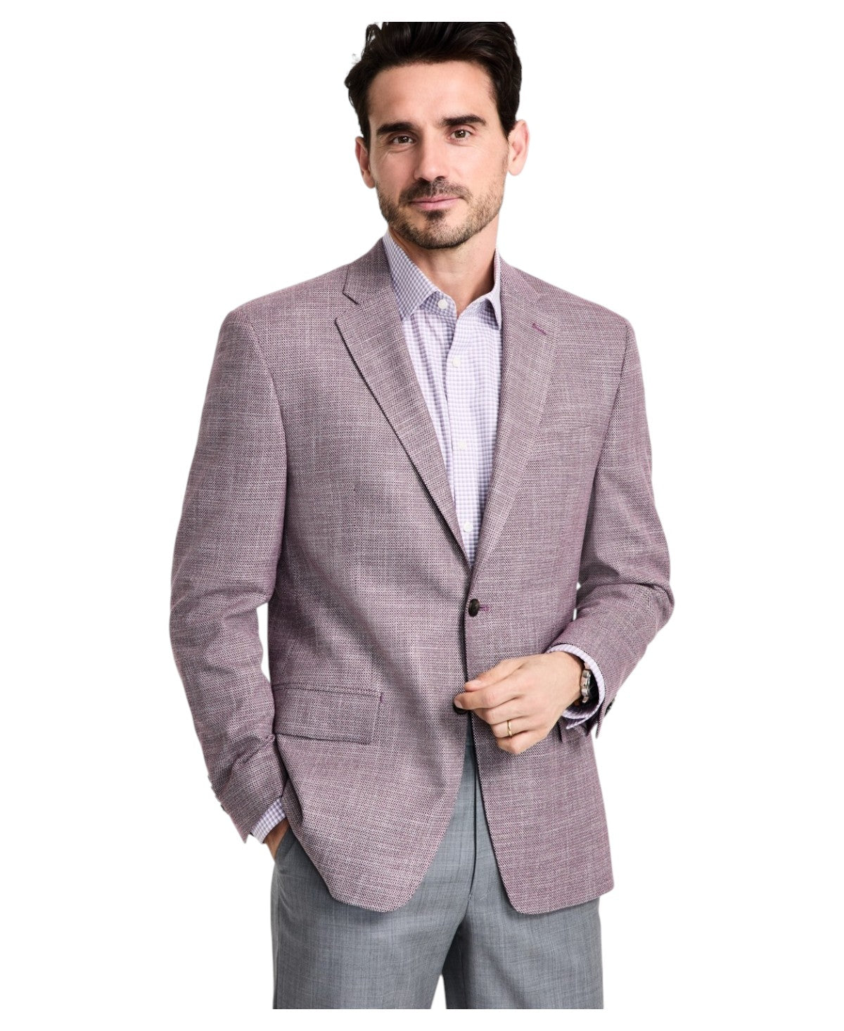 Michael Kors Mens Classic fit Sport Coat Blazer 42 L Mulberry Red Solid