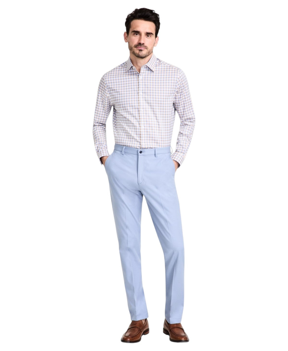 Michael Kors Mens Classic-Fit Cotton-Blend Pale Blue 38x29