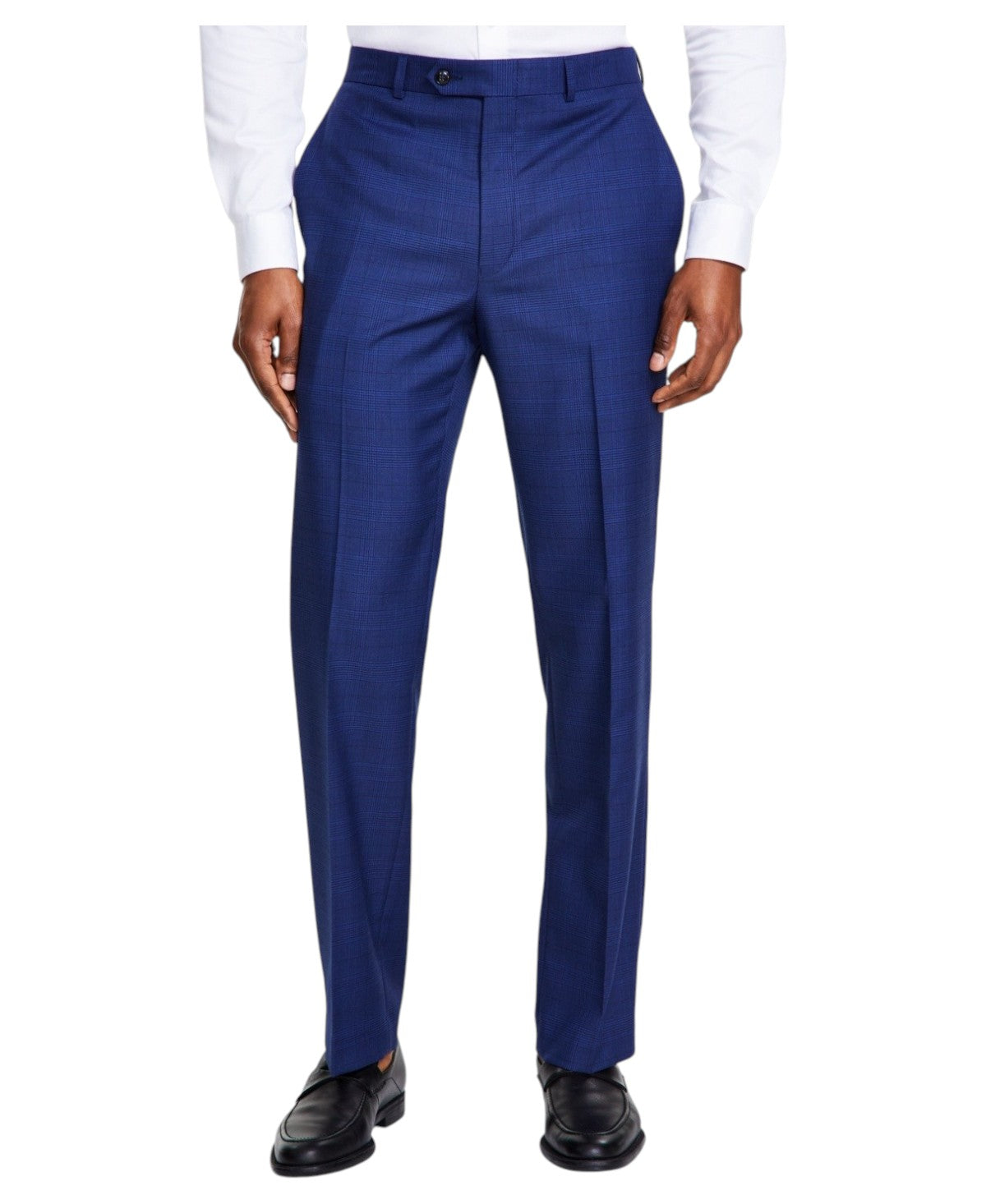 Michael Kors Mens Classic fit Dress Pants 52 / 30 Navy Blue Plaid