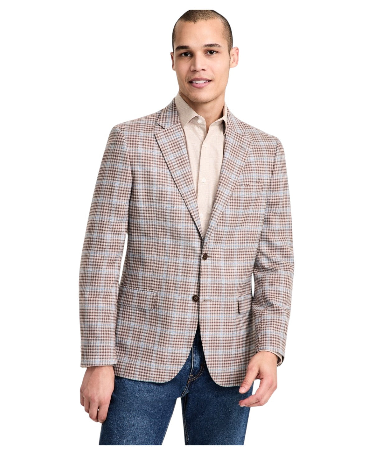 Nautica Mens Modern fit Sport Coat Blazer 36 S Beige Plaid