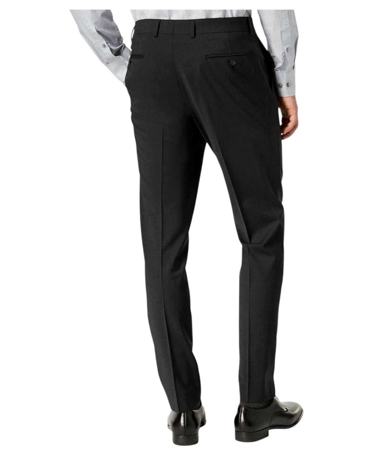 Calvin Klein Mens Skinny fit Dress Pants 38 / 34 Black Solid Stretch Wool