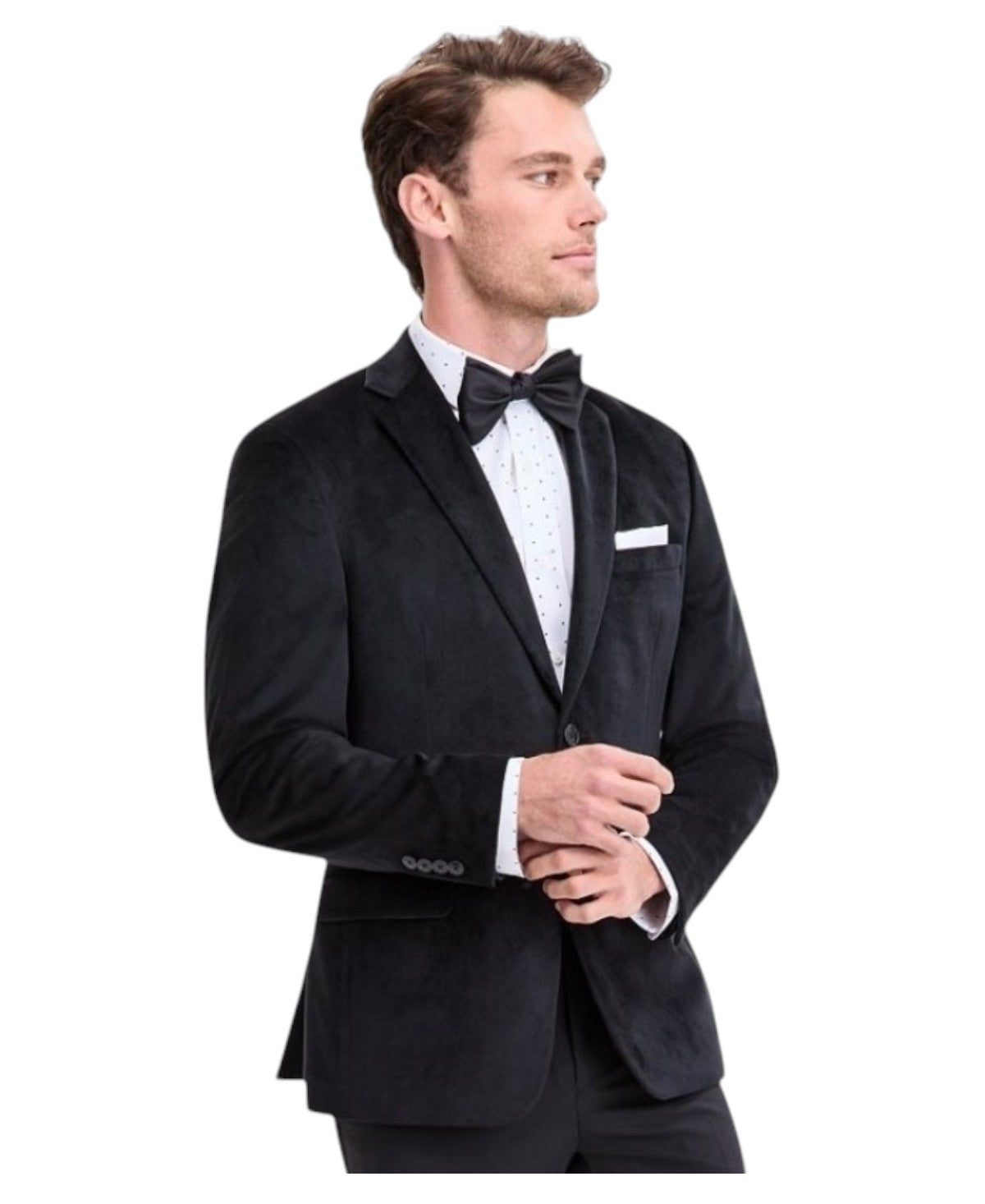 Bar Iii Mens Slim fit Velvet Sport Coat Blazer 36 S Black Solid