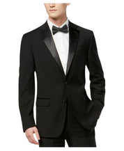Calvin Klein Mens Slim fit Wool Tuxedo Jacket Blazer 38 R Black Solid Stretch