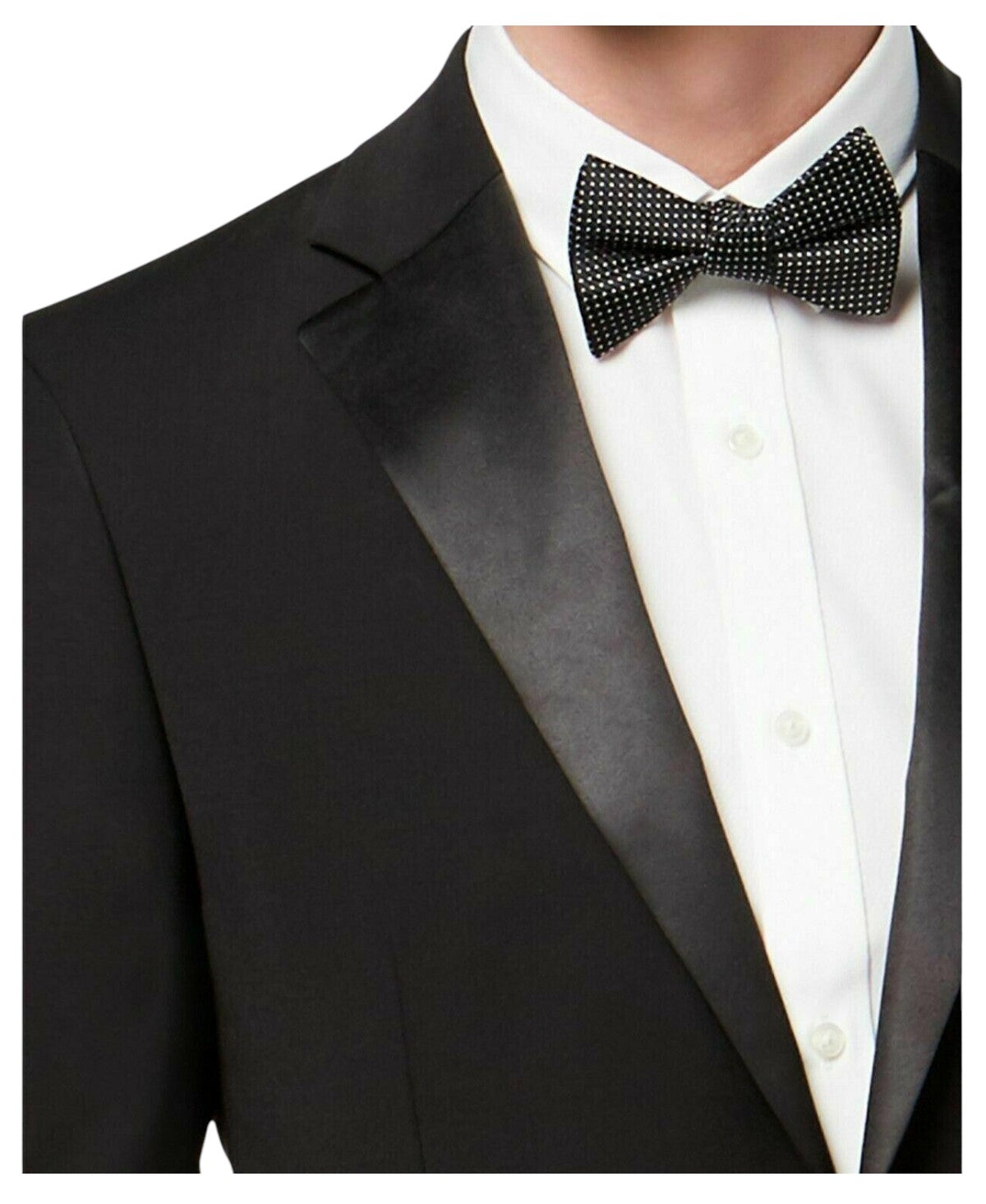 Calvin Klein Mens Slim fit Wool Tuxedo Jacket Blazer 38 S Black Solid Stretch