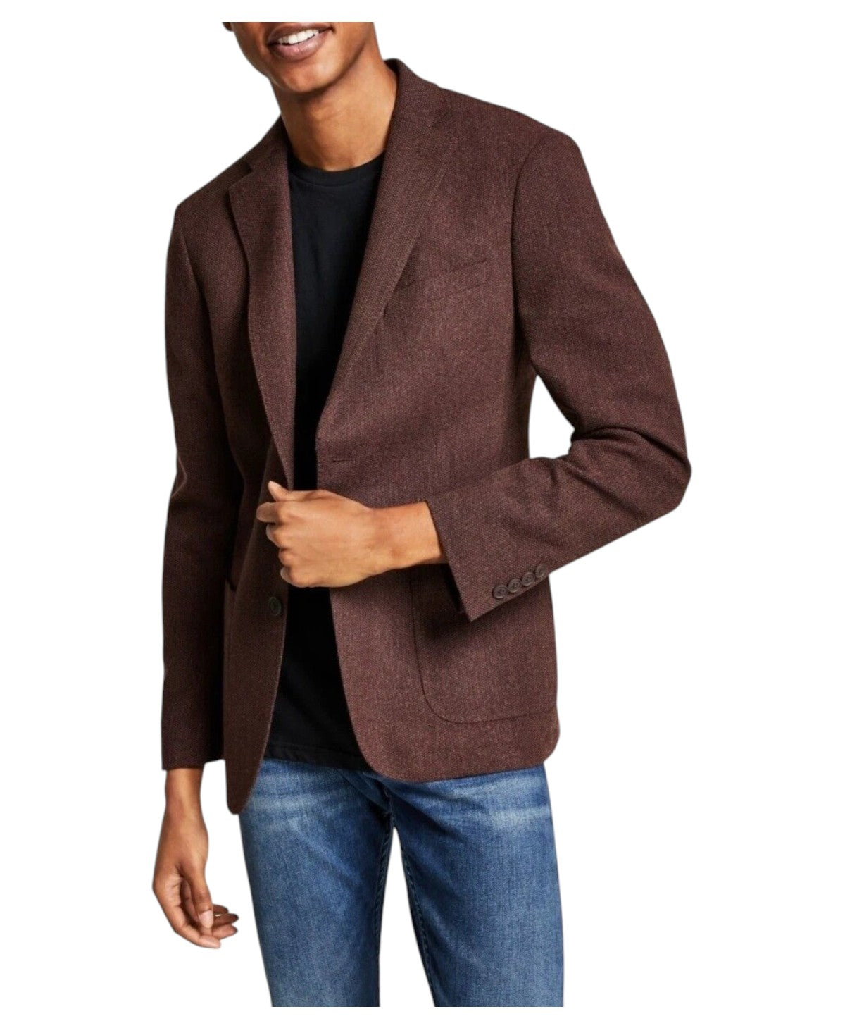 Calvin Klein Mens Slim fit Sport Coat Blazer 36 R Brown Solid Stretch Wool