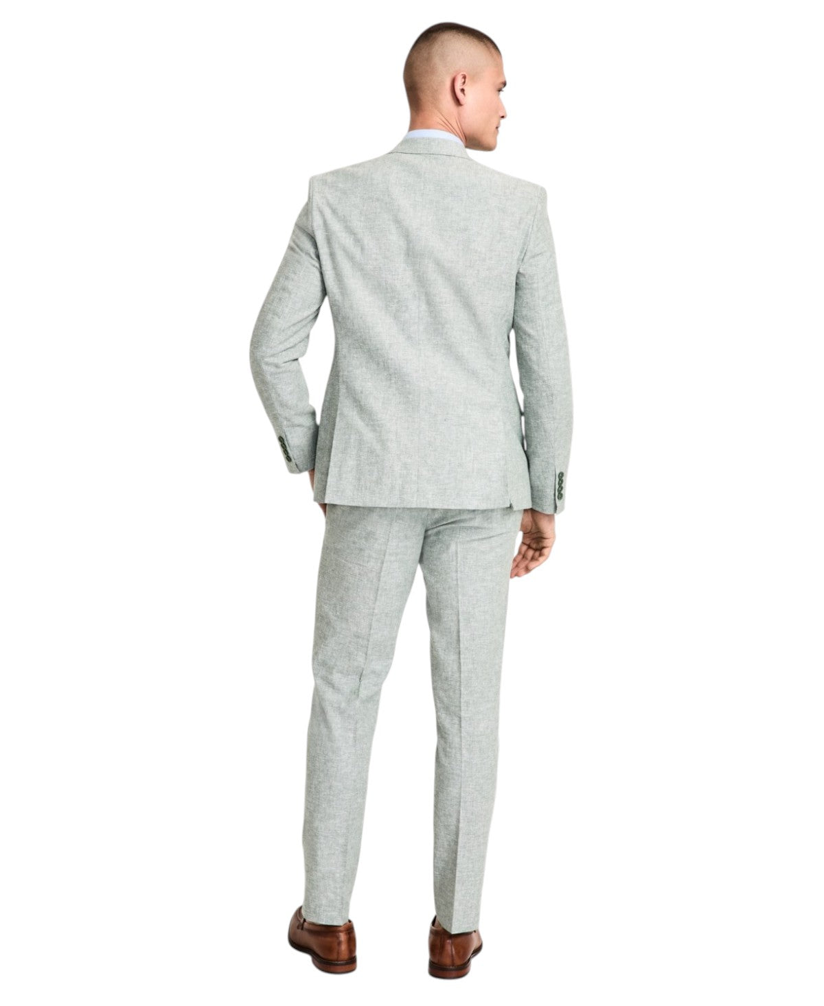 Bar Iii Mens Slim fit Suit Jacket Blazer 38 L Sage Green Solid Stretch Linen