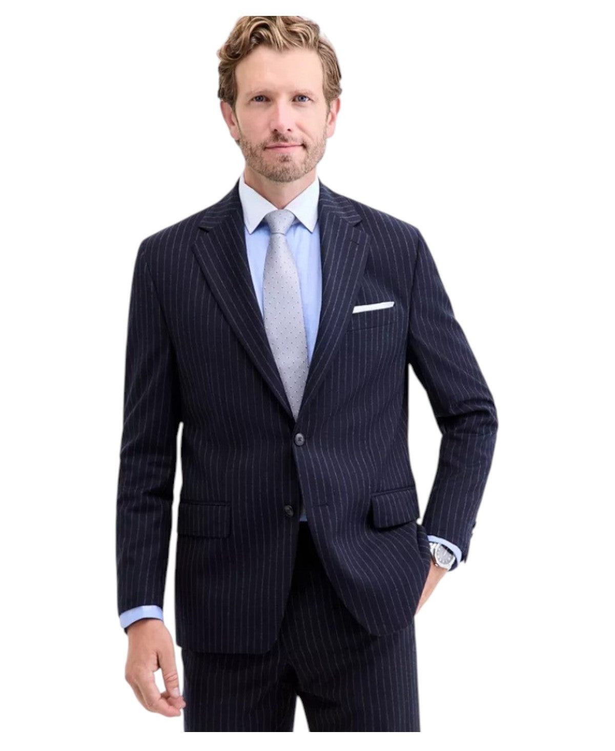 Michael Kors Mens Classic fit Wool Suit Jacket Blazer 42 S Navy Blue Striped