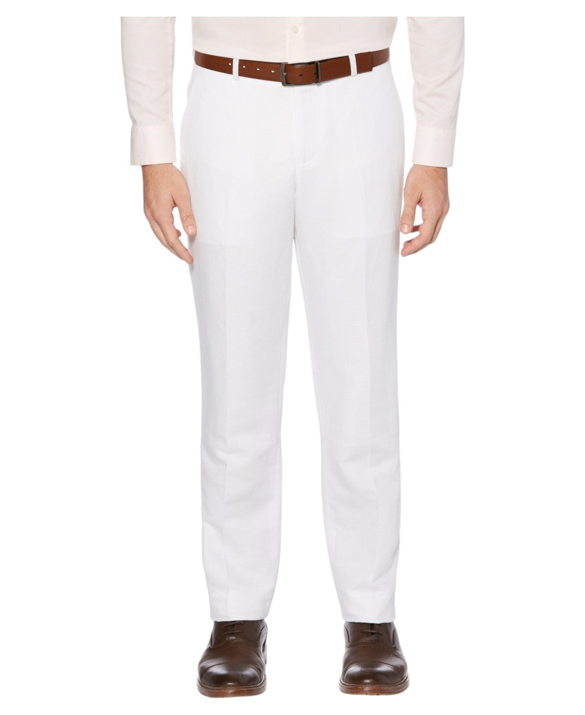 Perry Ellis Portfolio Mens Modern fit Linen Dress Pants 38 / 34 White Solid