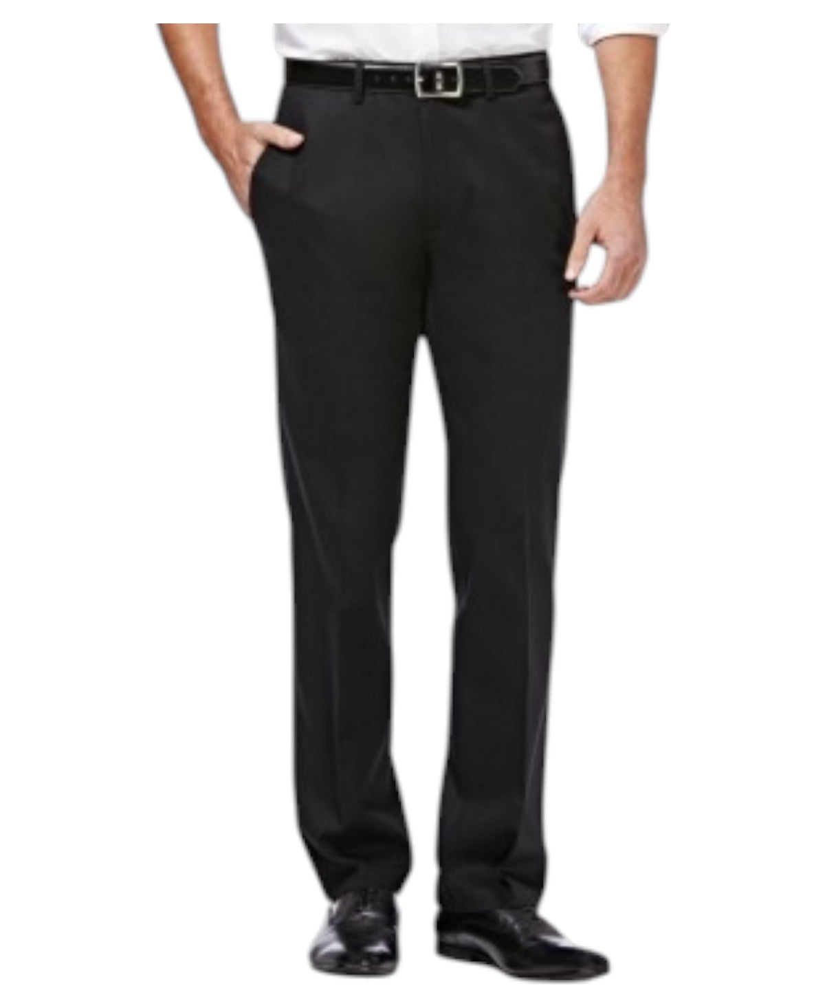 Haggar Mens Straight fit Dress Pants 42 / 30 Black Solid