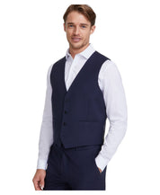 Calvin Klein Mens Slim fit Button-Up Suit Vest Medium Blue Solid