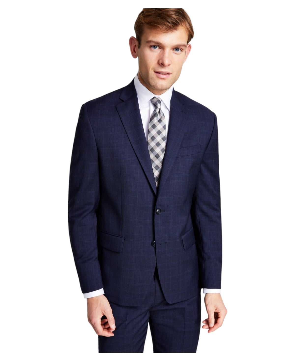 Michael Kors Mens Classic fit Wool Suit Jacket Blazer 42 R Navy Blue Plaid
