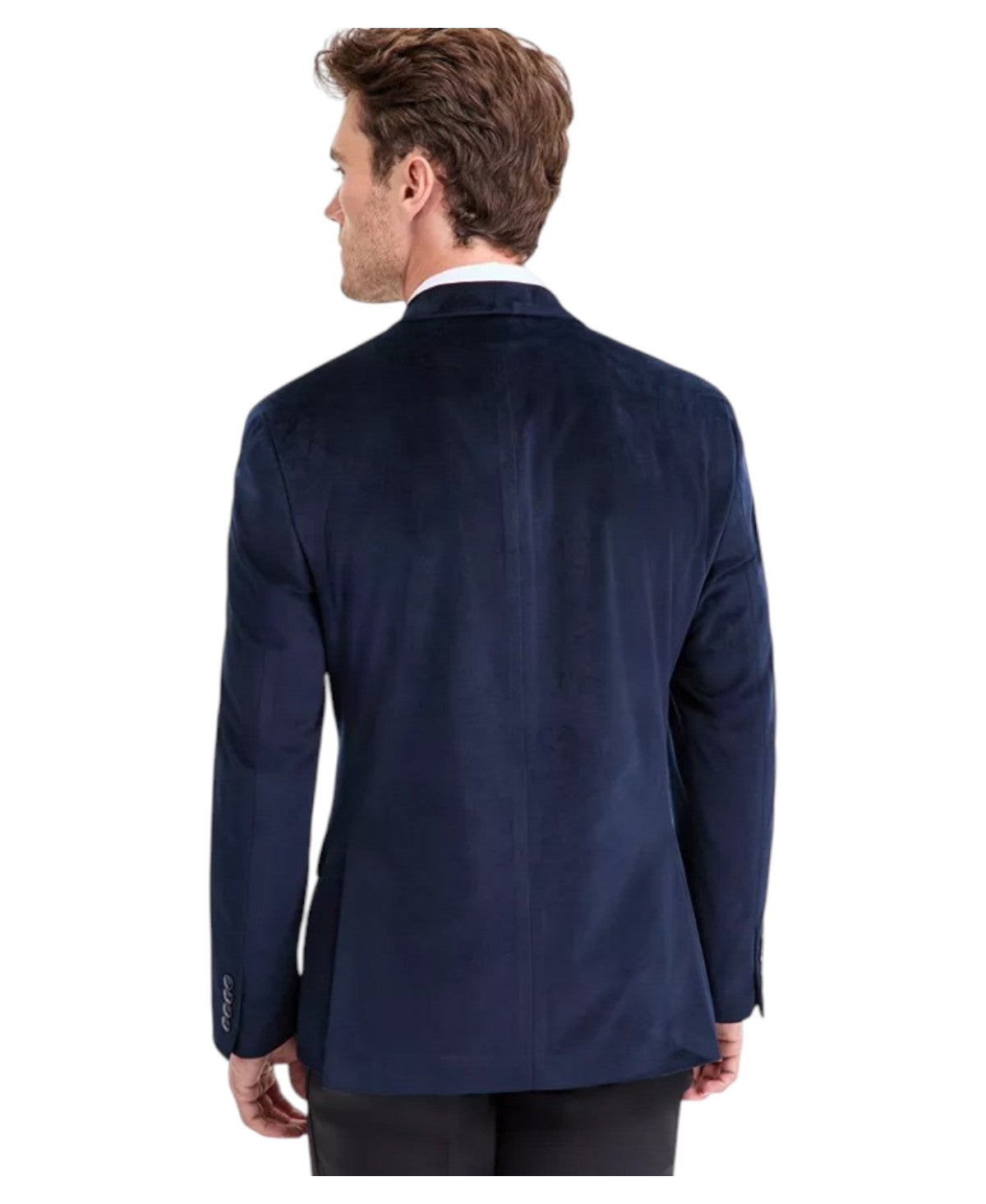 Bar III Mens Slim fit Velvet Sport Coat Blazer 40 L Navy Blue Solid Stretch