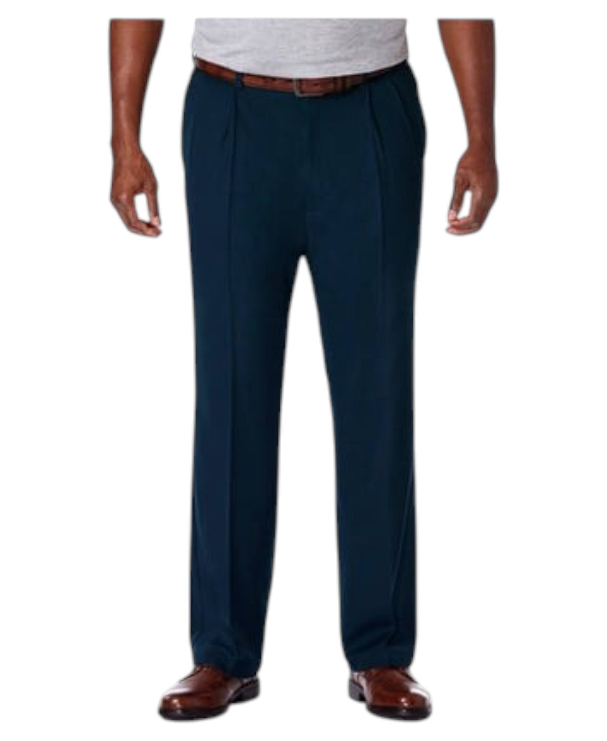Haggar Mens Classic fit Dress Pants 50 / 30 Navy Blue Solid