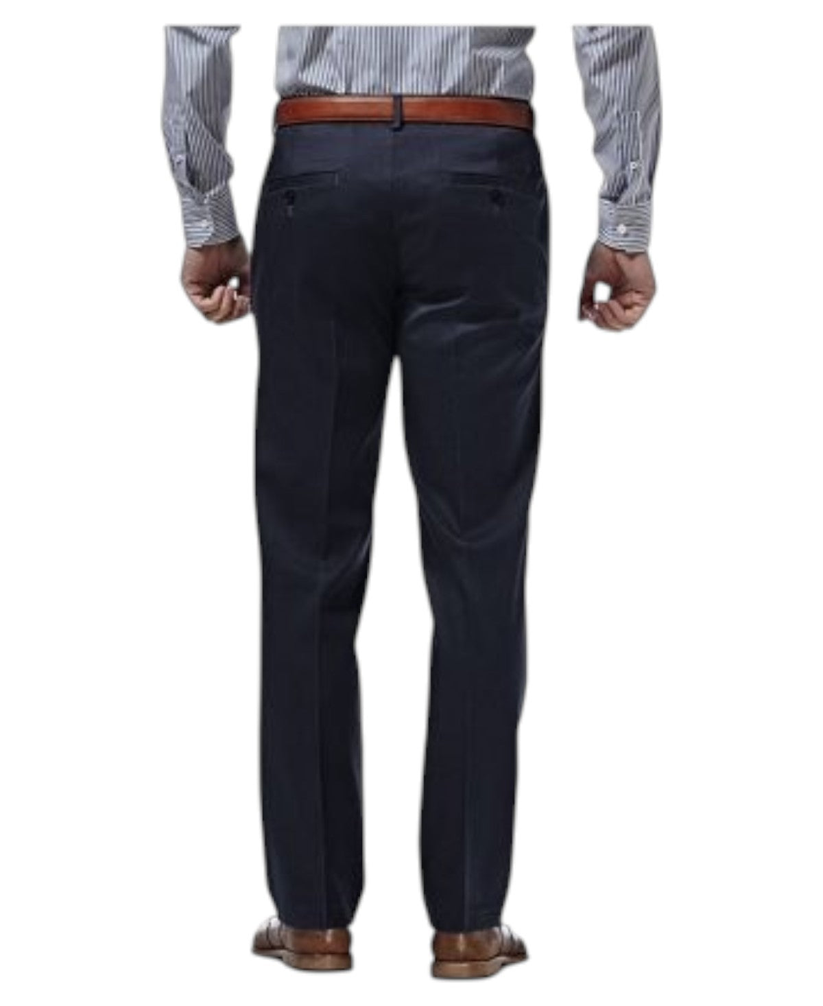 Haggar Mens Slim fit Cotton Dress Pants 34 / 29 Navy Blue Solid