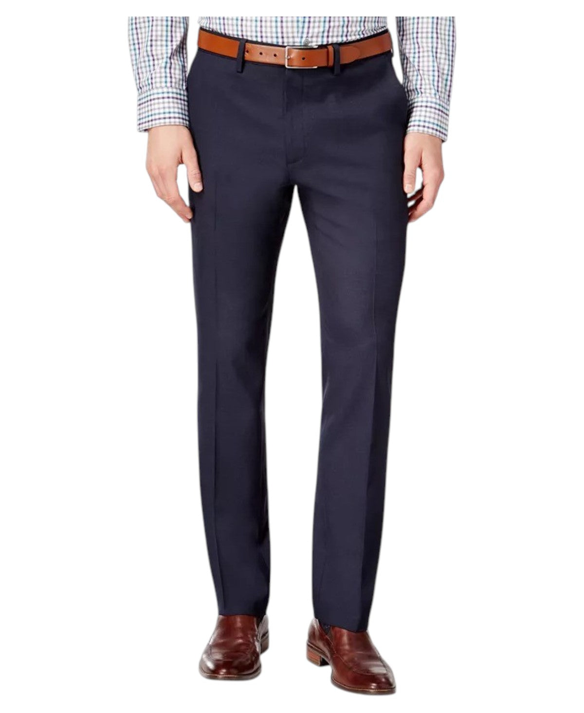Kenneth Cole Mens Slim fit Dress Pants 32 / 32 Navy Blue Solid