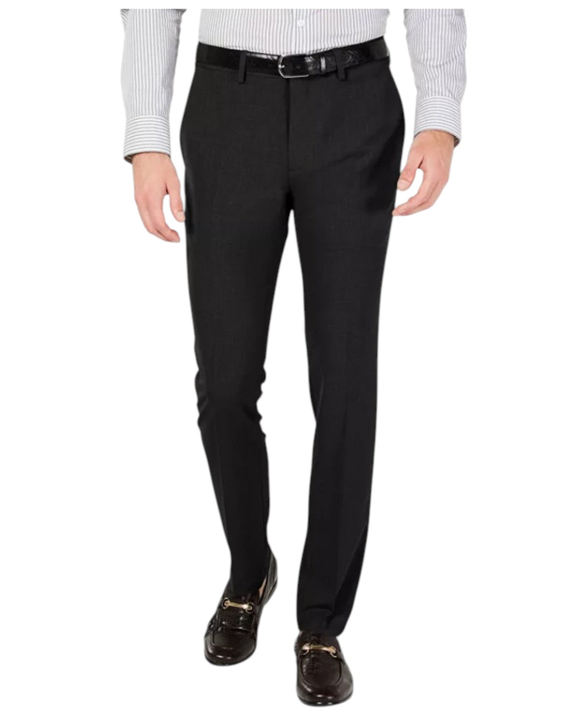 Kenneth Cole Mens Skinny fit Dress Pants 34 / 34 Black Solid Stretch