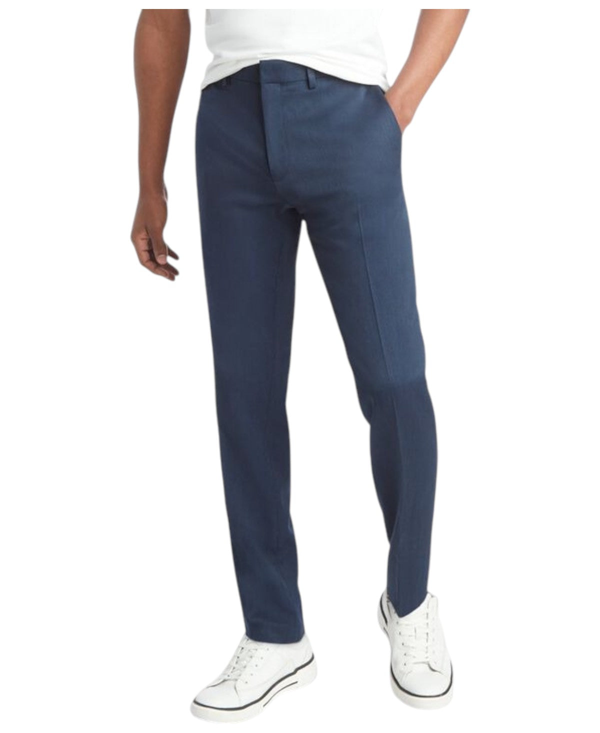 Kenneth Cole Mens Slim fit Dress Pants 34 / 32 Navy Blue Solid Stretch