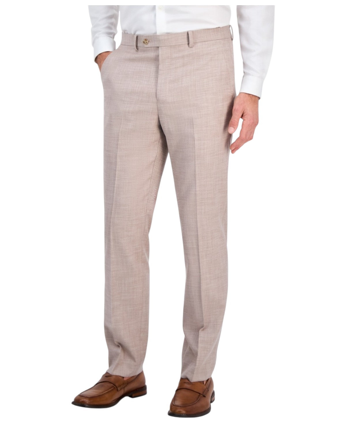 Tallia Mens Classic fit Dress Pants 44 / 30 Beige Solid