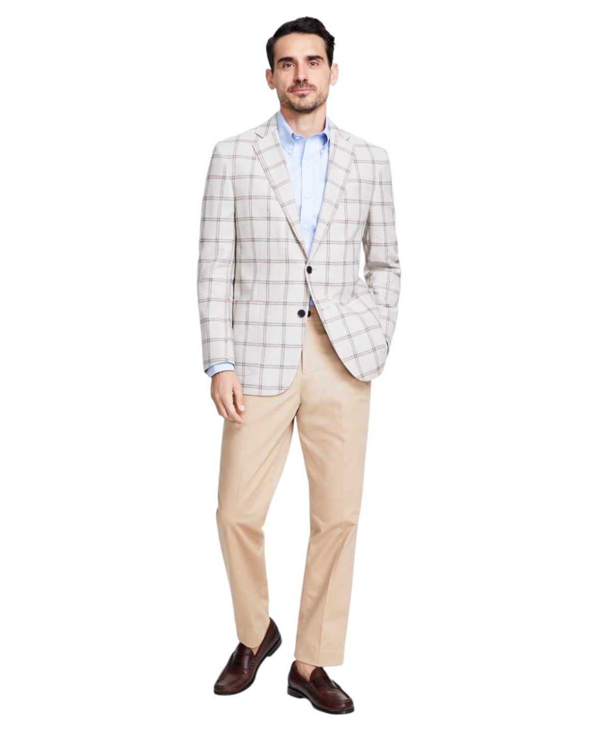 Brooks Brothers Mens Classic fit Sport Coat Blazer 40 R Beige Plaid