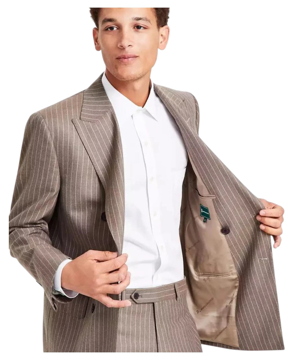 Brooks Brothers Mens Classic fit Double Breasted Suit Jacket Blazer 38 S Brown