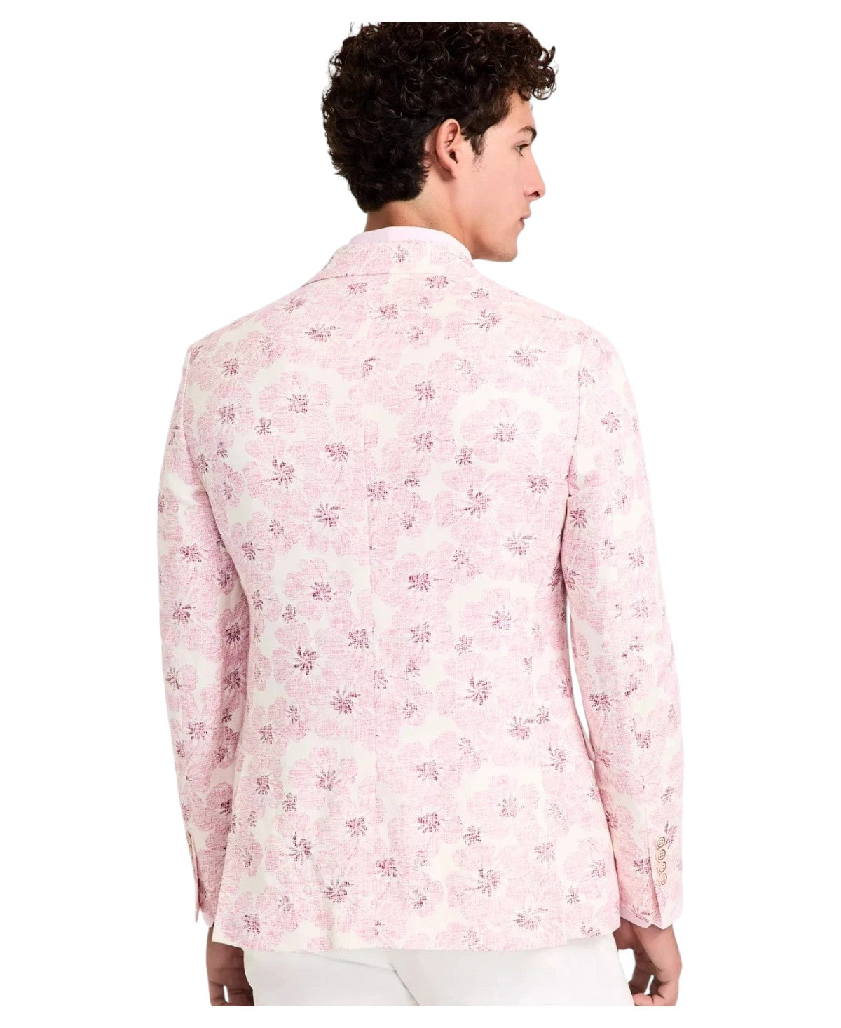 Tallia Mens Slim fit  Linen Sport Coat Blazer 40 L Pink Floral