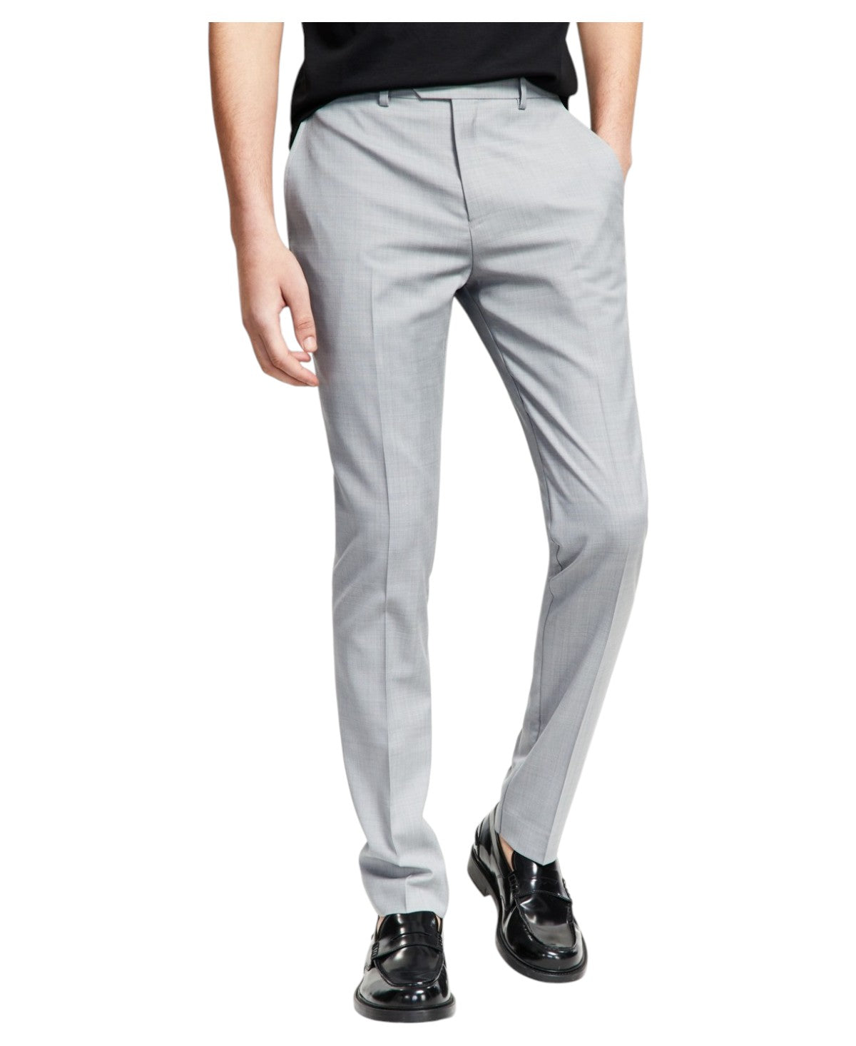 Bar Iii Mens Slim fit Dress Pants 34 / 32 Light Grey Solid