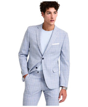 Alfani Mens Slim fit Suit Jacket Blazer 38 R Light Blue Plaid