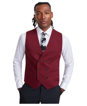 Tayion Mens Classic Fit Double Breasted Button-up Suit Vest Large Red Solid