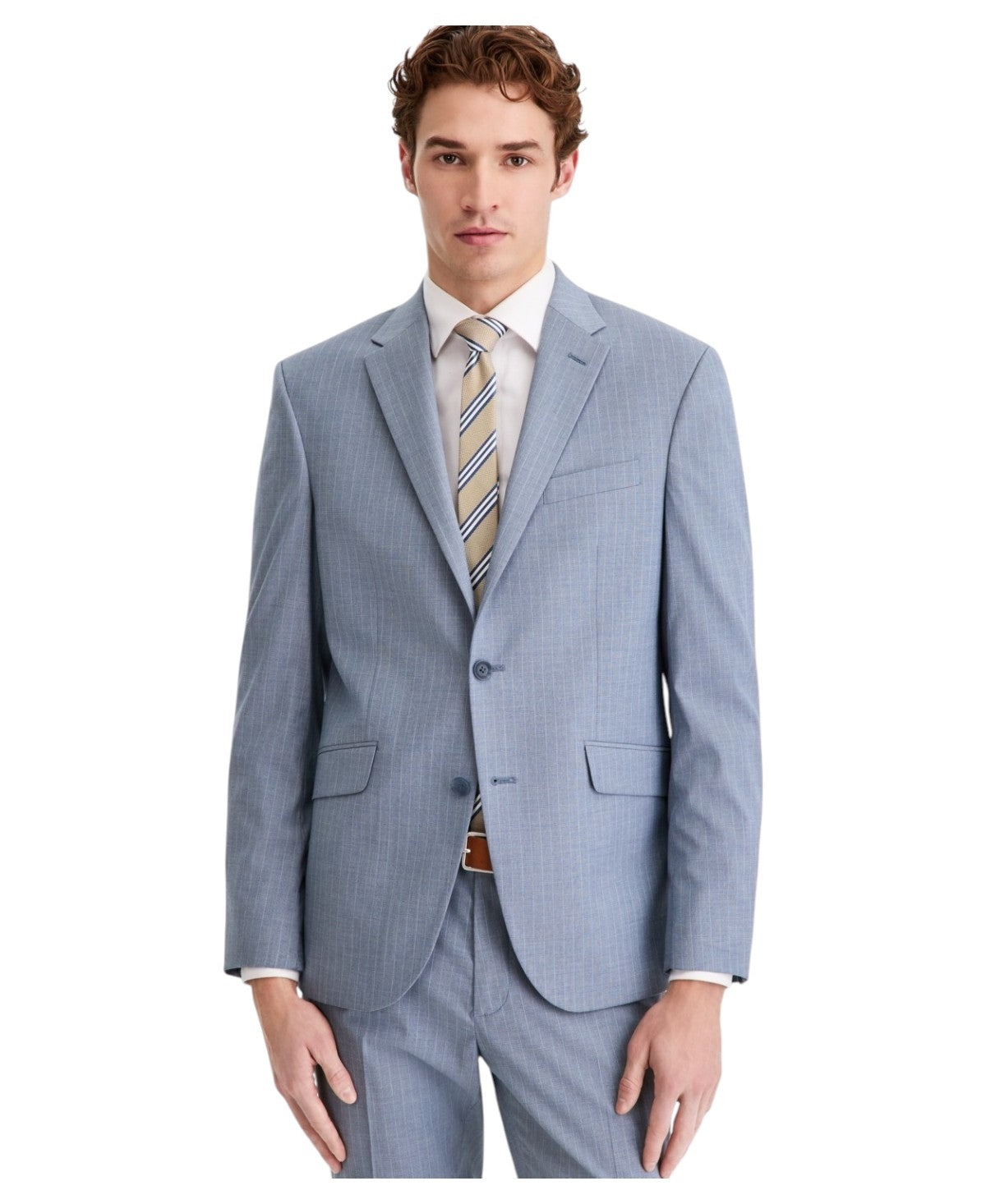 Kenneth Cole Mens Slim fit Suit Jacket Blazer 42 S Light Blue Striped