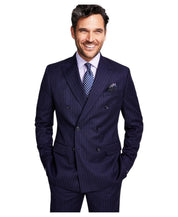 Tallia Mens Slim fit Double Breasted Suit Jacket Blazer 38 R Blue Striped
