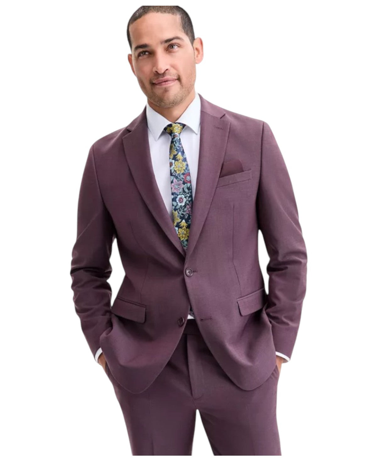 Bar Iii Mens Slim fit Suit Jacket Blazer 44 S Purple Solid Stretch Wool