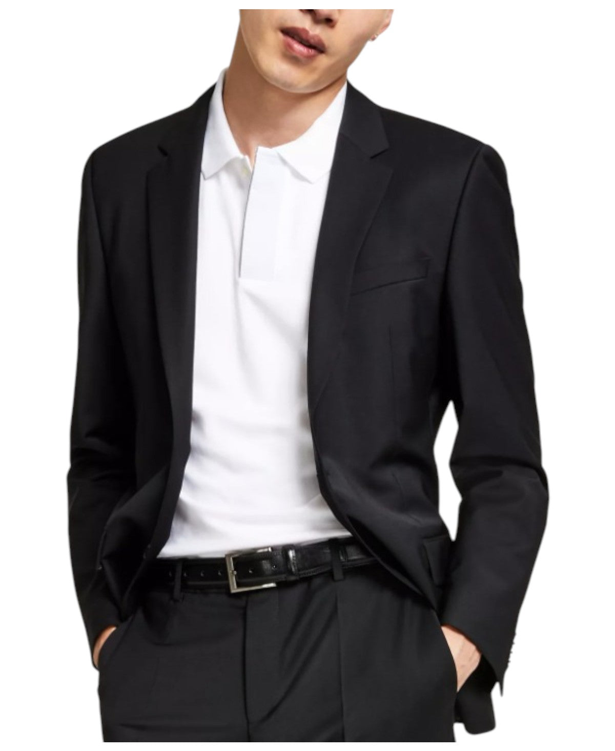Hugo Boss Mens Slim fit Suit Jacket Blazer 38 S Black Solid Stretch