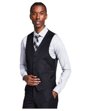 Michael Kors Mens Classic fit Button-Up Vest Medium Black Solid Wool