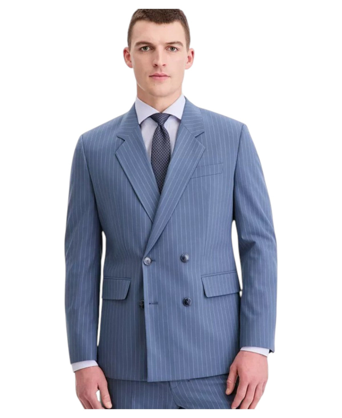 Hugo Boss Mens Modern fit Double Breasted Suit Jacket Blazer 38 S Blue Striped