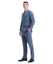Hugo Mens Modern fit Double Breasted Suit Jacket Blazer 42 L Steel Blue Striped