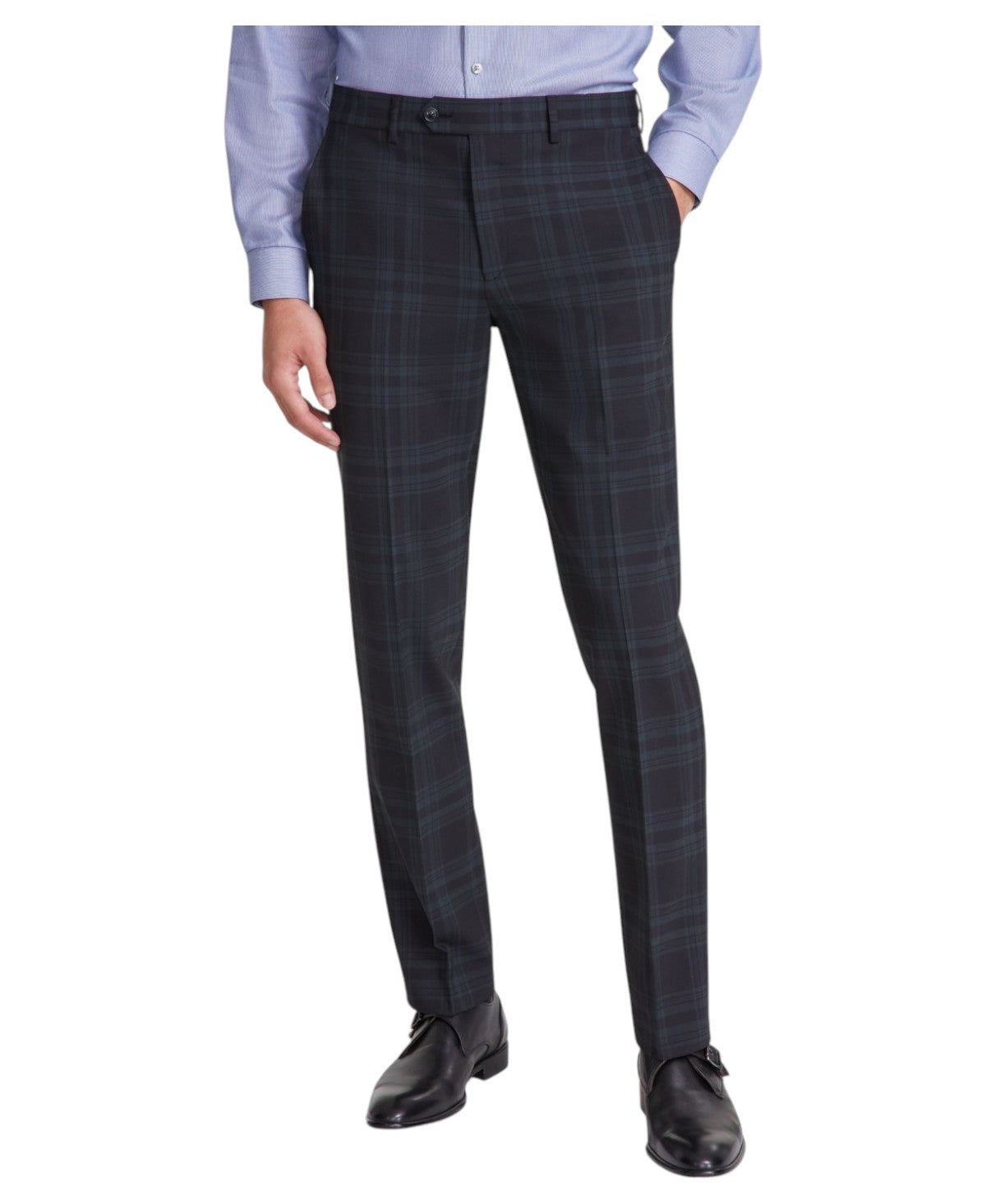 Bar Iii Mens Slim fit Dress 32 / 34 Black Green Plaid