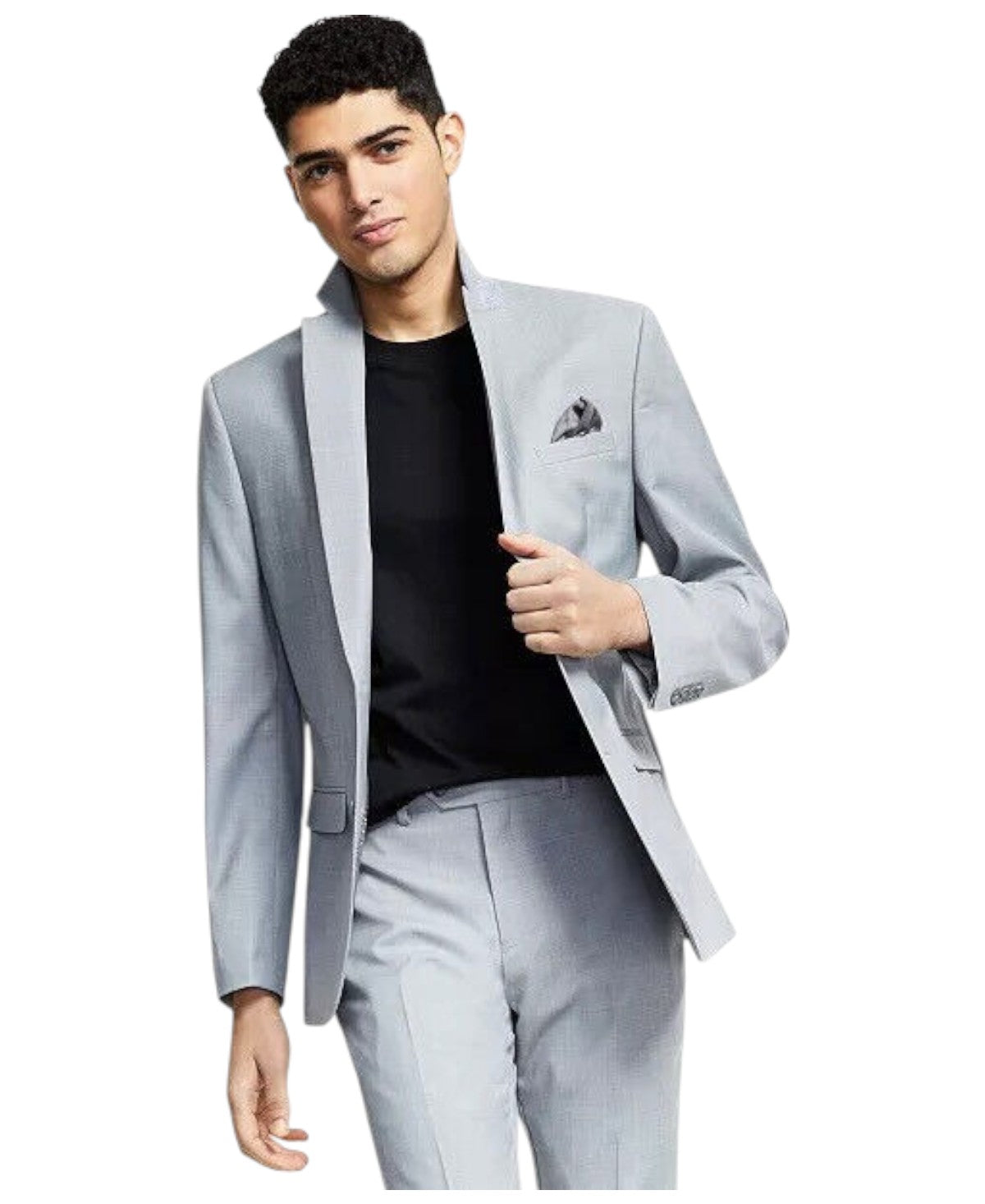 Bar Iii Mens Slim fit Suit Jacket Blazer 46 R Light Grey Solid Wool