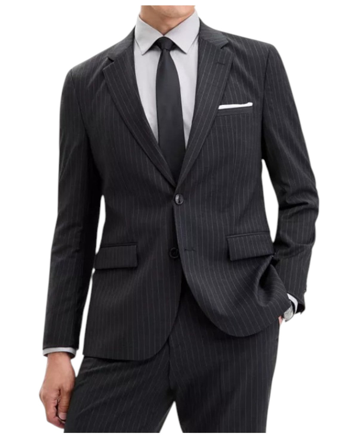 Hugo Boss Mens Modern fit Suit Jacket Blazer 44 R Dark Grey Striped