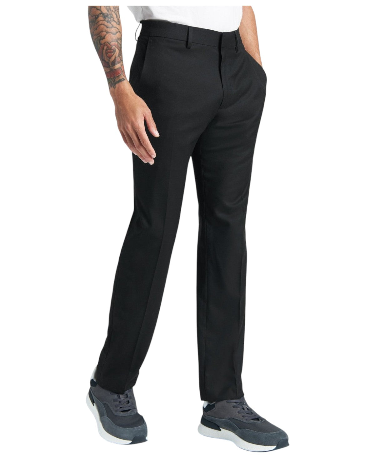 Kenneth Cole Mens Slim fit Dress Pants 32 / 34 Black Solid Stretch
