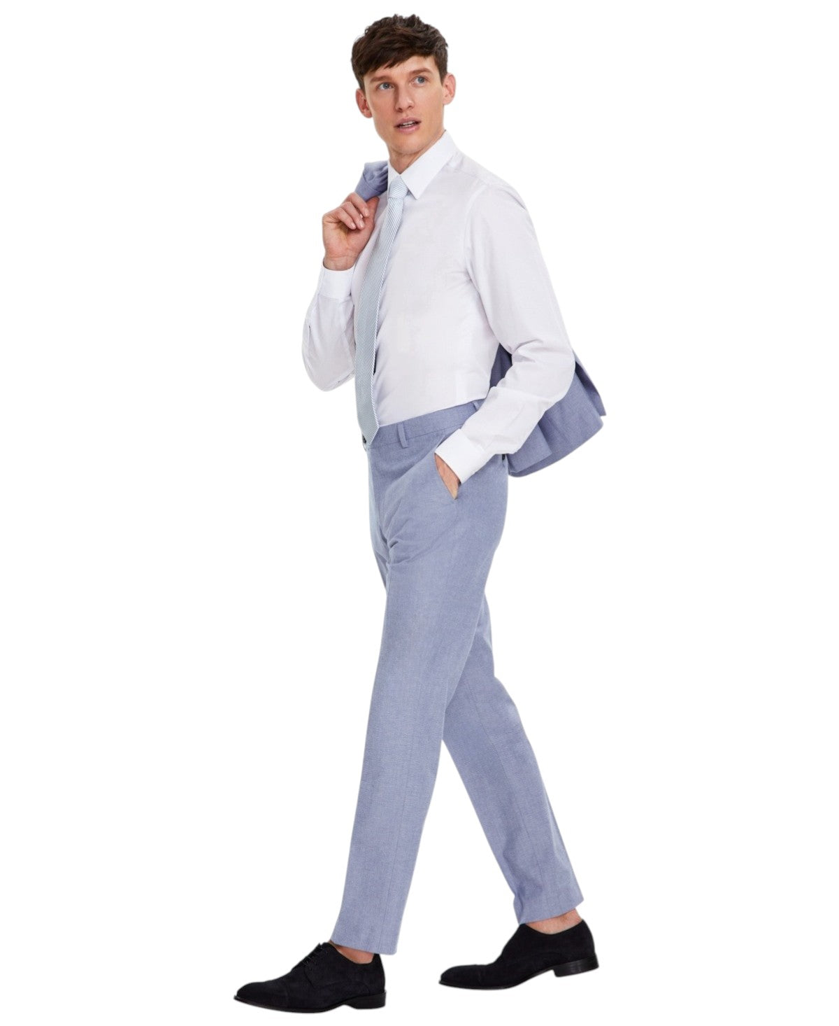Tommy Hilfiger Mens Modern fit Dress Pants 34 / 34 Blue Solid Stretch