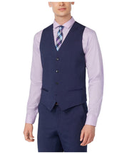 Alfani Mens Slim fit Button-Up Suit Vest Medium Navy Blue Solid Stretch