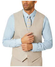 Tommy Hilfiger Mens Modern fit Button-Up Suit Vest Small Beige Solid Stretch
