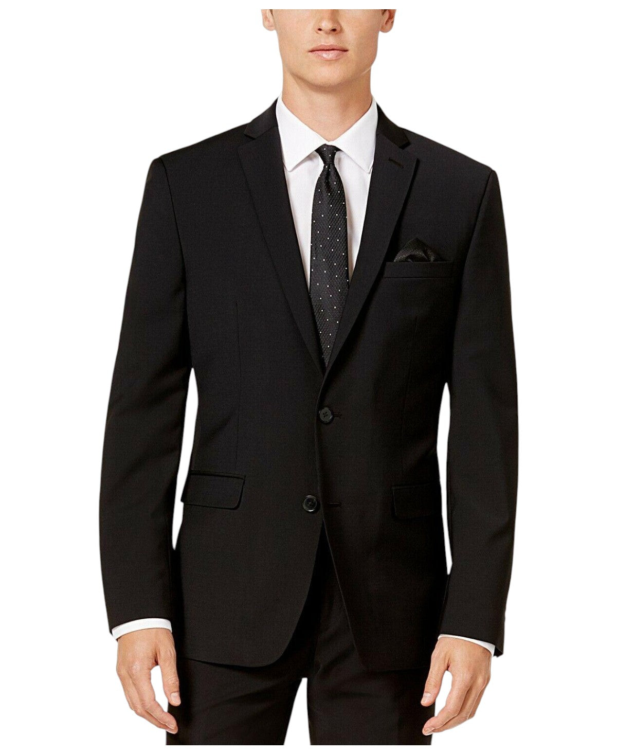 Bar Iii Mens Slim fit Suit Jacket Blazer 38 S Black Solid Wool
