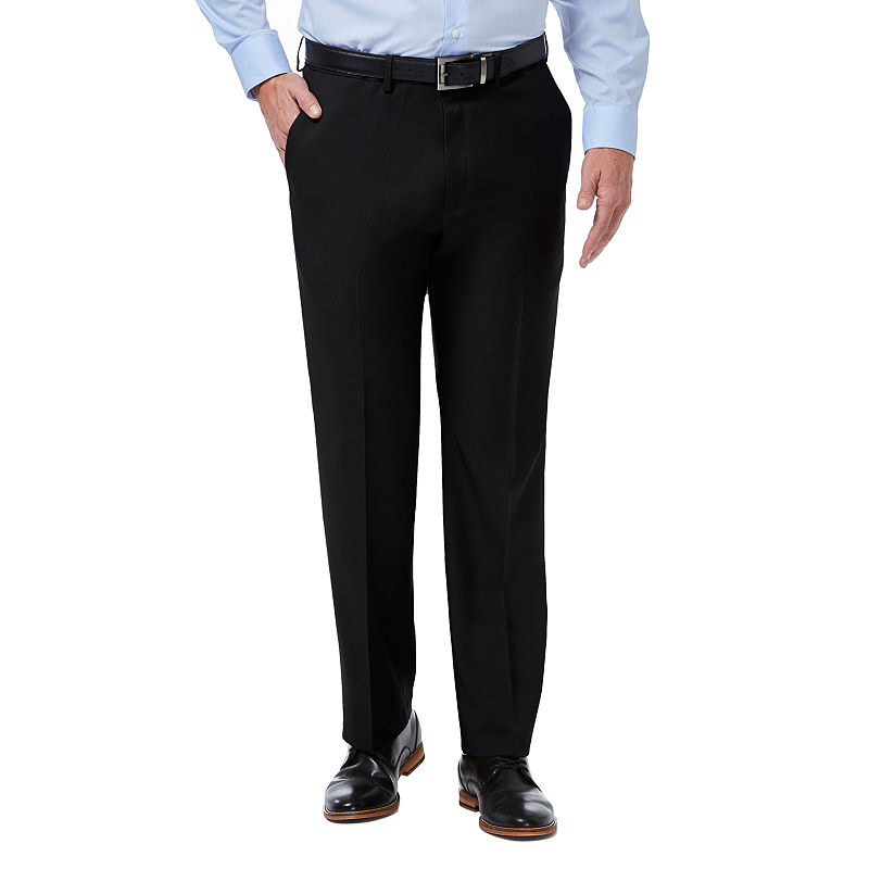 Haggar Mens Classic fit Dress Pants 38 / 30 Black Solid