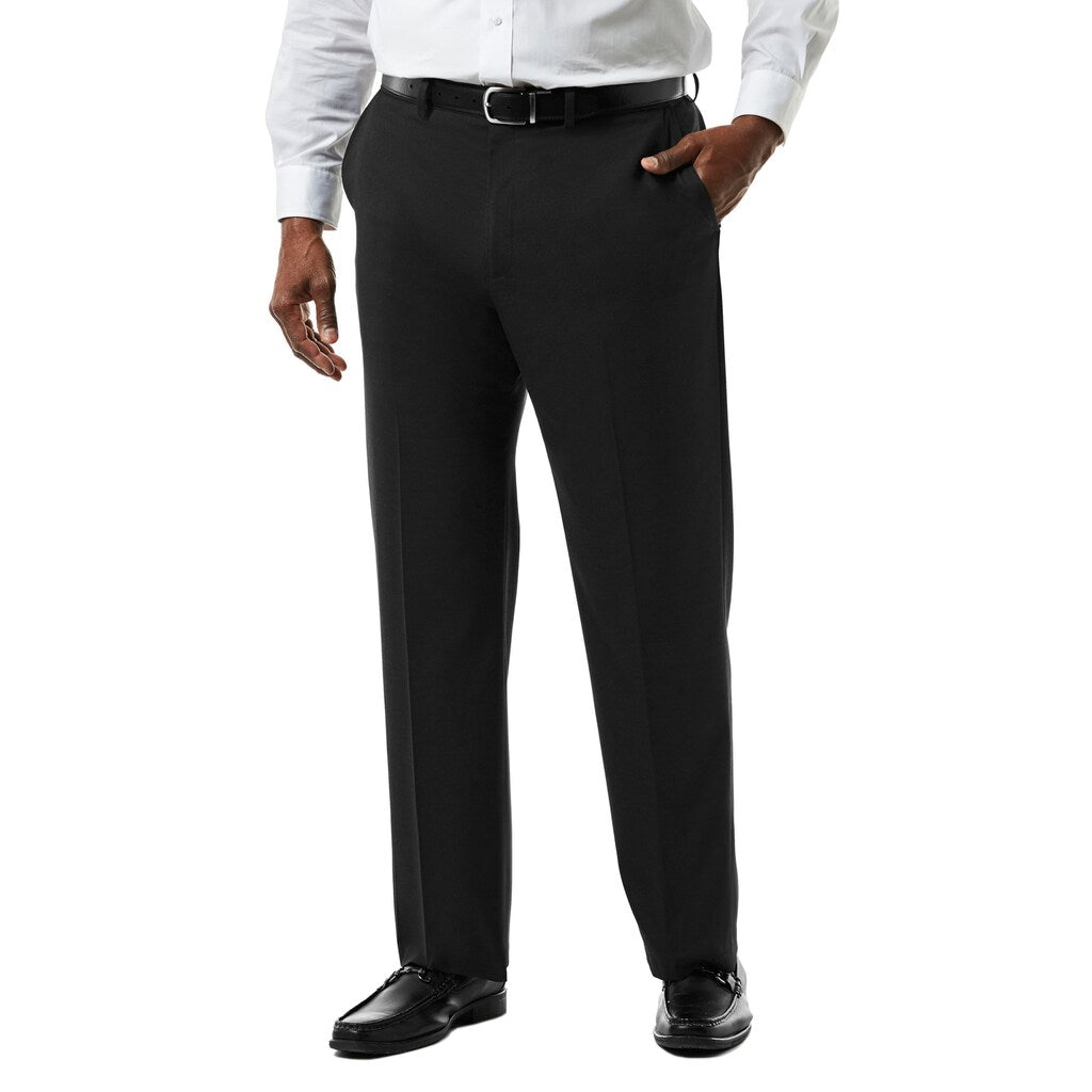 Haggar Mens Classic fit Dress Pants 48 / 30 Black Solid