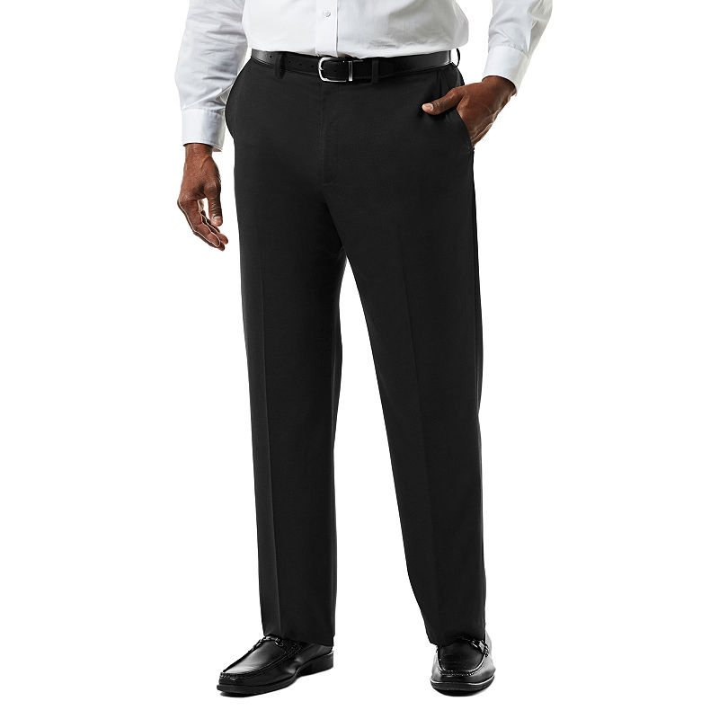 Haggar Mens Classic fit Dress Pants 46 / 34 Black Solid