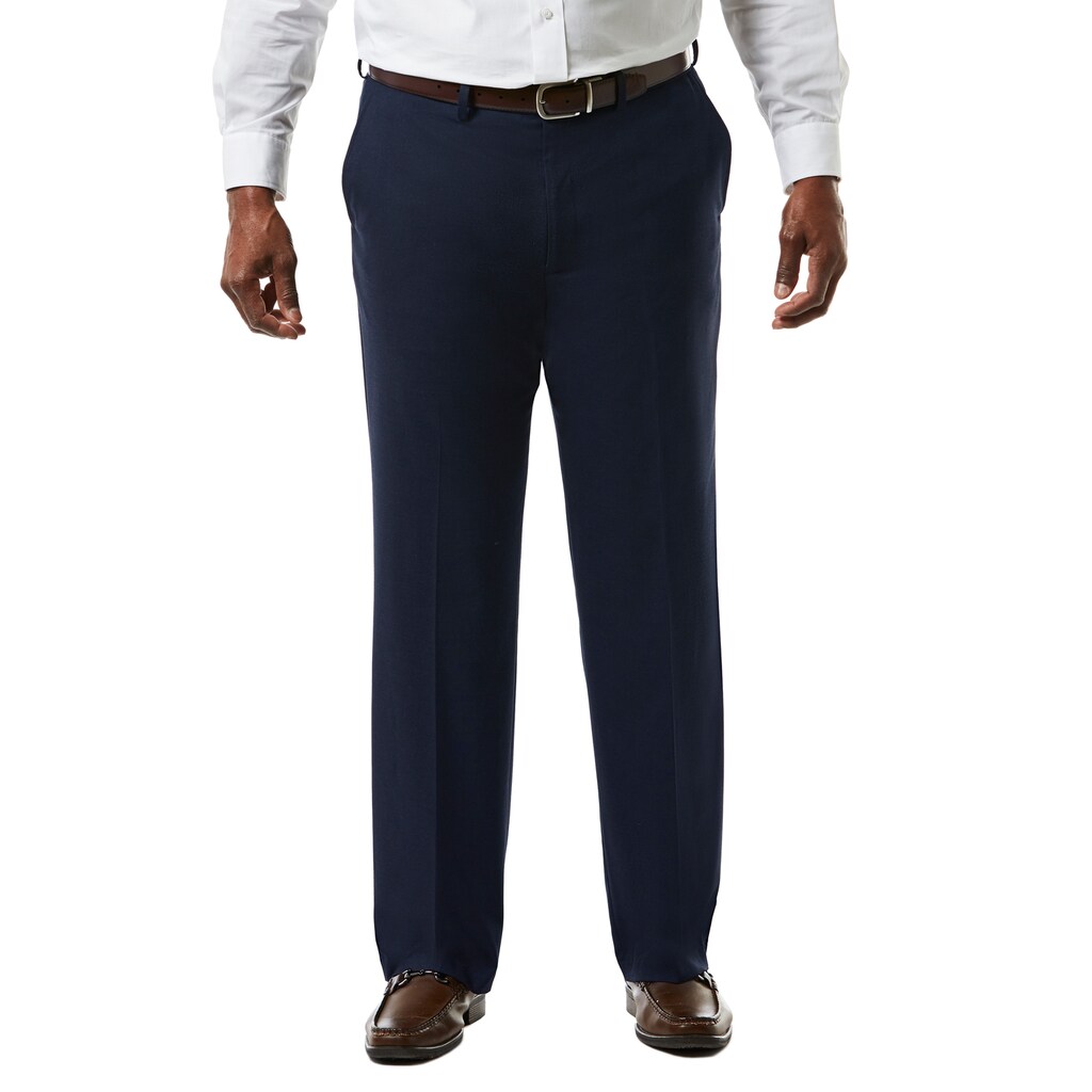 Haggar Mens Classic fit Dress Pants 46 / 34 Navy Blue Solid