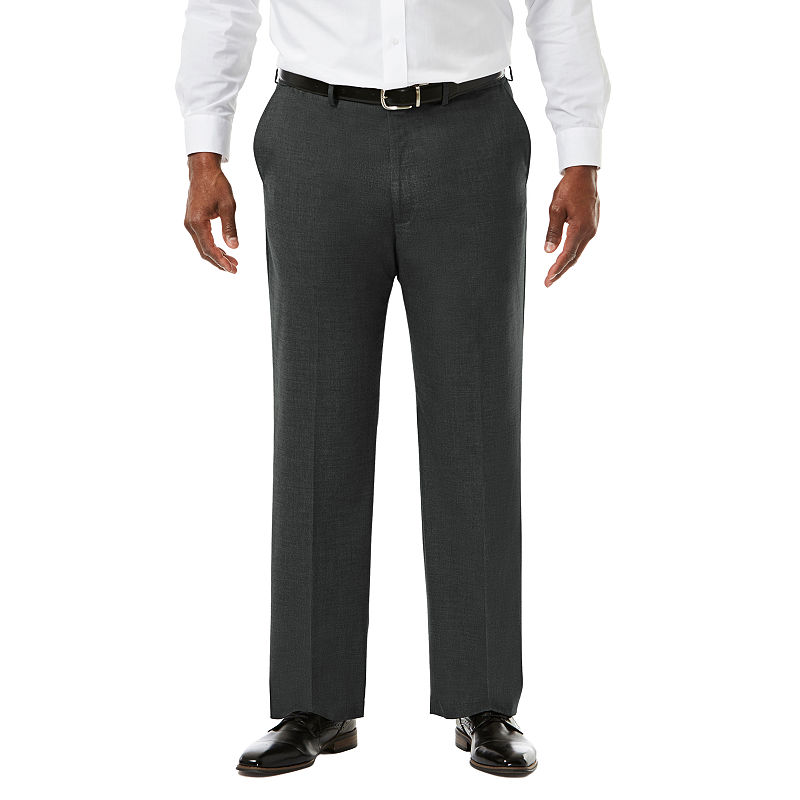 Haggar Mens Classic fit Dress Pants 46 / 34 Charcoal Gray Solid