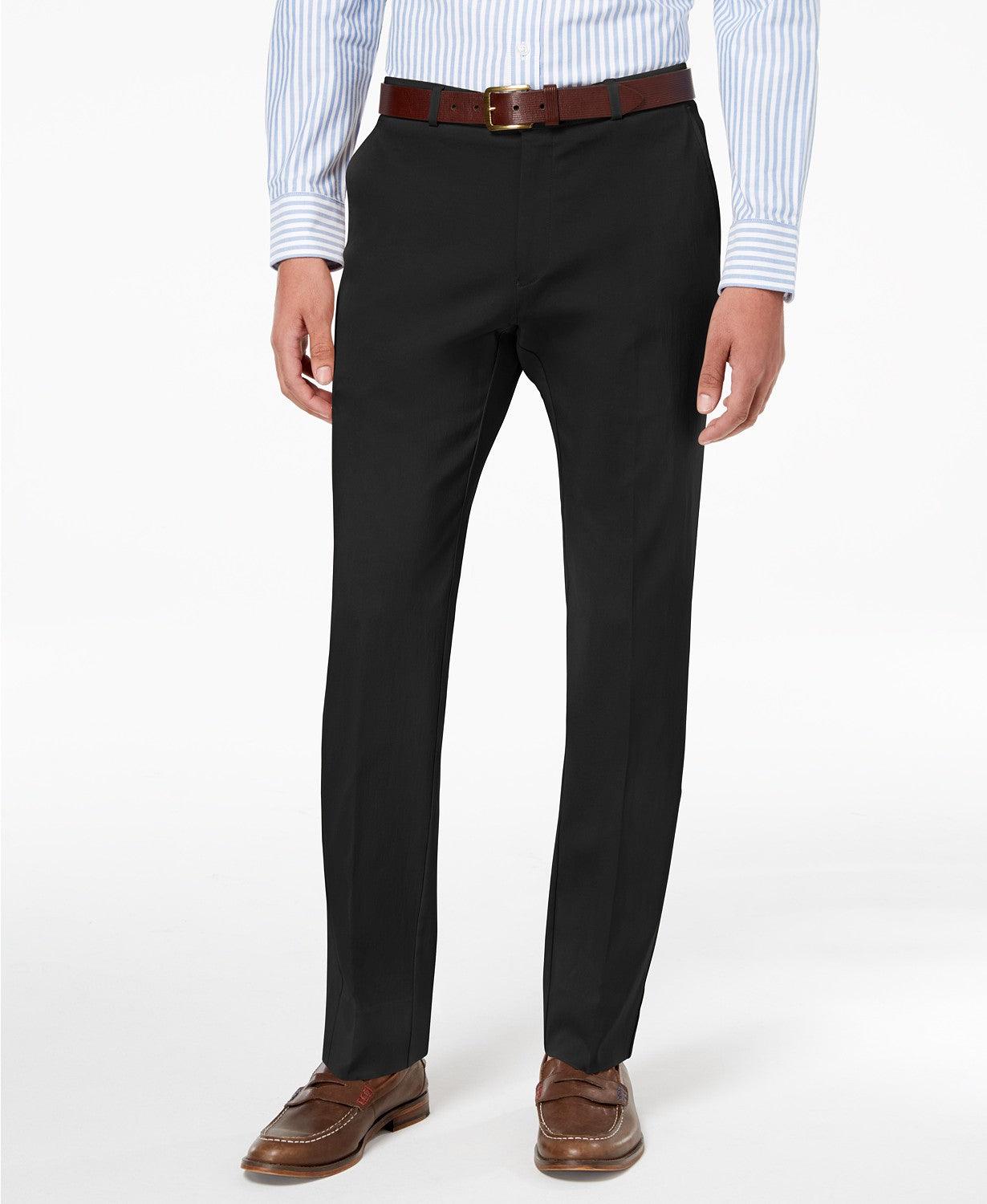 Tommy Hilfiger Mens Modern fit Dress Pants 36 / 30 Black Solid Stretch